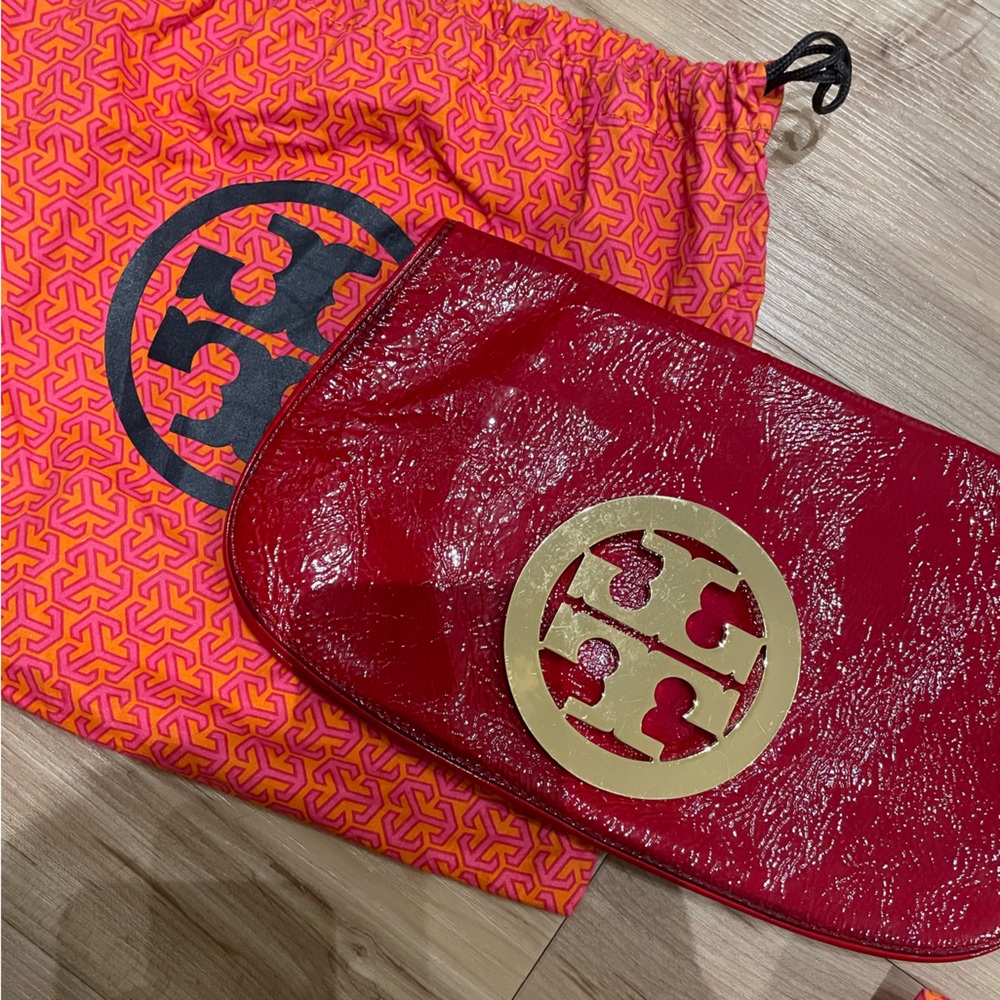 Red patent leather Tory Burch Clutch